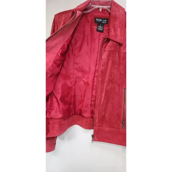 NWT Style & Co. Red Suede Jacket Size S